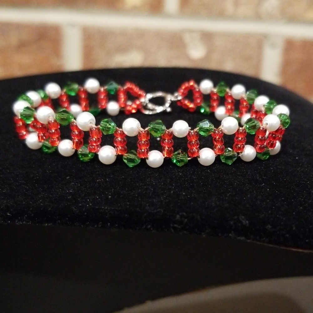Red, Green and White Bracelet